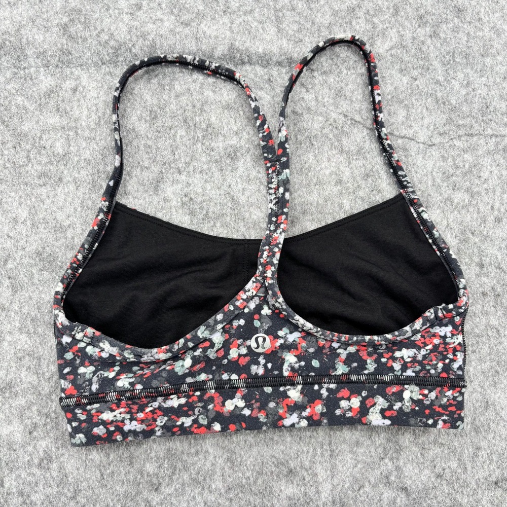 Lululemon Flow Y Bra Size 2 Confetti Print Black Red White Yoga Sports Bra - Picture 5 of 8